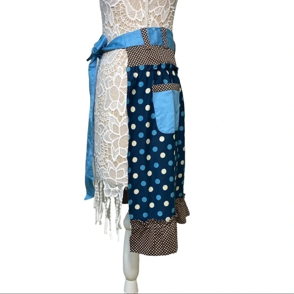 Anthropologie Retro Polka Dot Ruffle Half Apron NWT